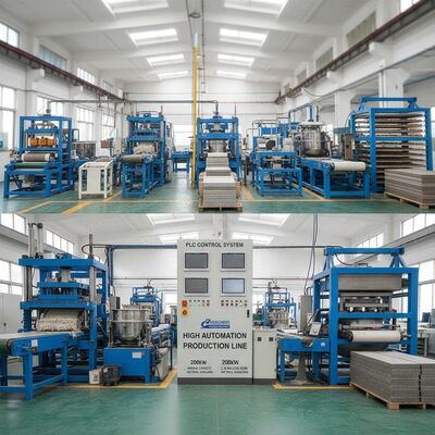 Haute automatisation avec système de contrôle PLC ligne de production de panneaux de ciment en fibre 200kw capacité annuelle 2-8 millions de mètres carrés de manutention de matériaux
