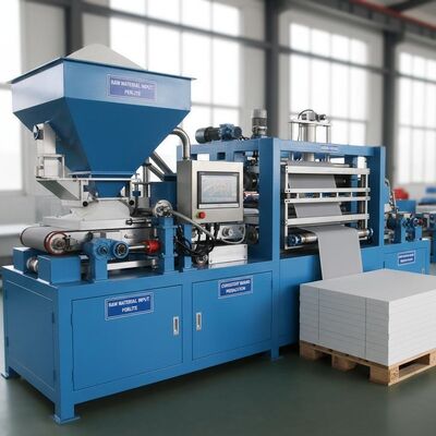 Machine à carton mgo bleu entièrement automatique matières premières de perlite d'entrée conçue pour un fonctionnement continu et un carton uniforme
