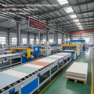 Ligne de production de panneaux MgO couleur ajustée offrant une largeur de panneau de 1220 mm ou personnalisable, adaptée à la production de panneaux muraux