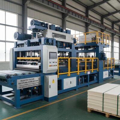 Machine à panneaux de sulfate de magnésium couleur ajustée 1,22 x 2,44, machinerie lourde pour la production de panneaux de construction ignifuges
